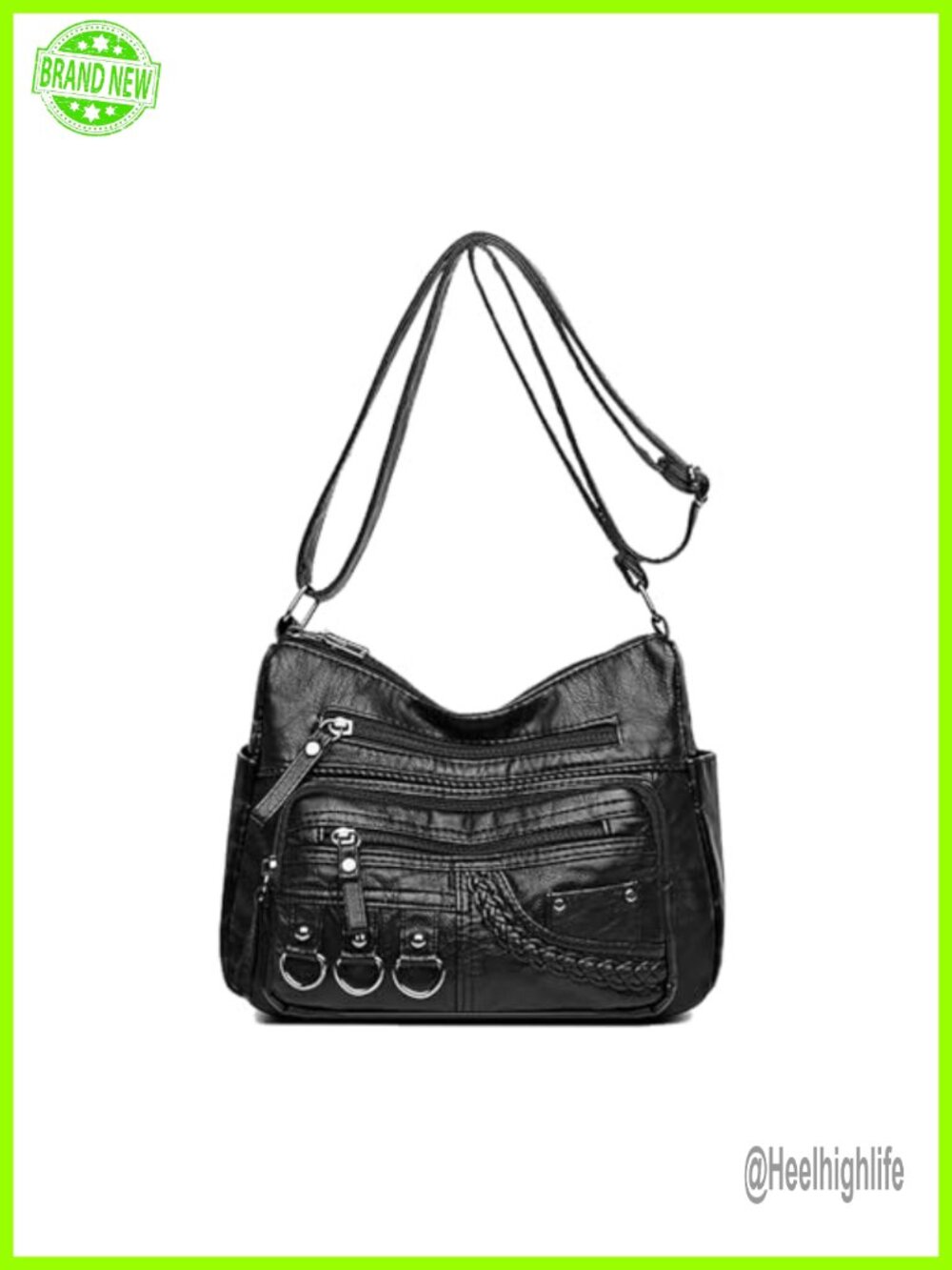 Vintage Soft PU Leather Crossbody Hobo Handbag with Multiple Pockets